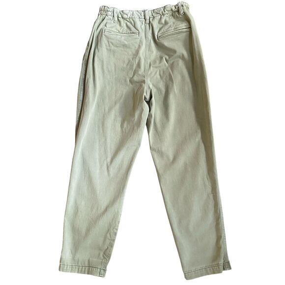 American Eagle Paperbag Pants Women Sz 10 Green High Rise Relaxed Coastal - Picture 2 of 7